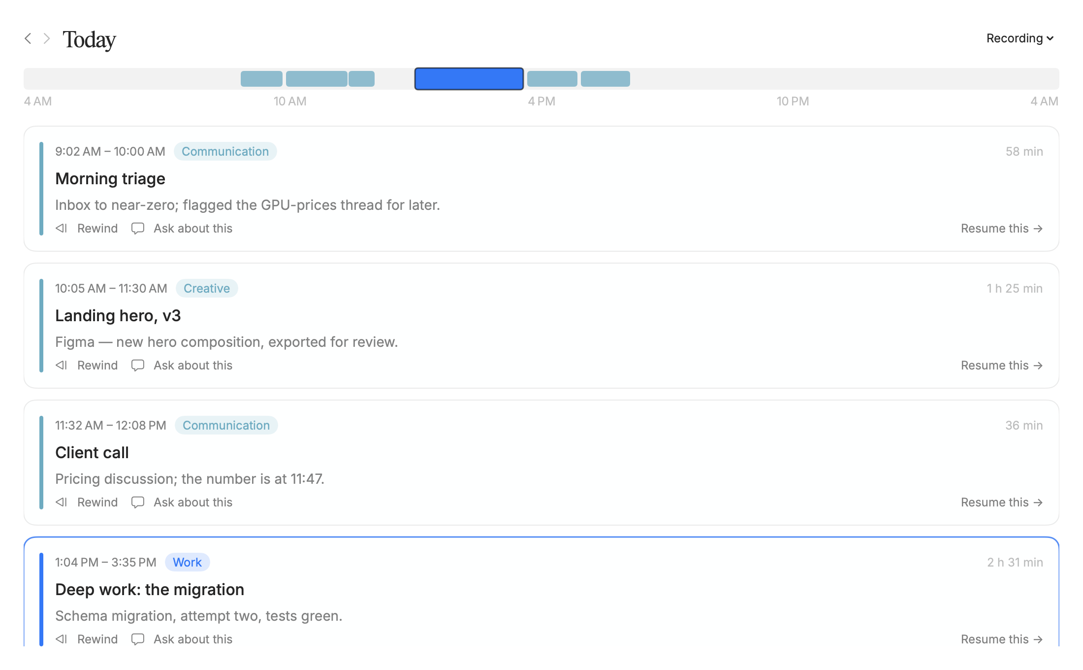Light — resume view